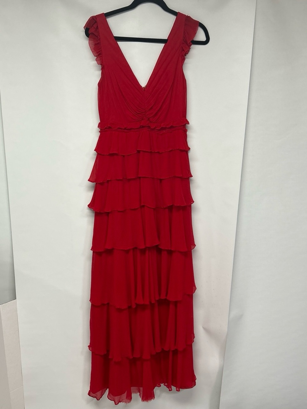 Jill Stuart Red Tiered Ruffle Maxi Dress